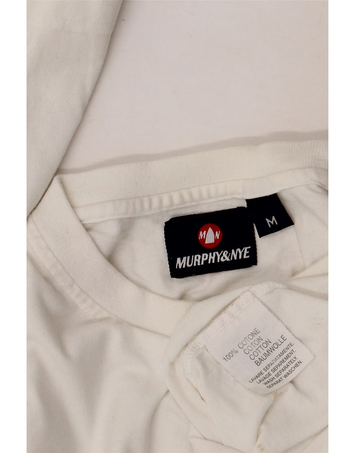 MURPHY & NYE Top gráfico para hombre de manga larga blanco mediano