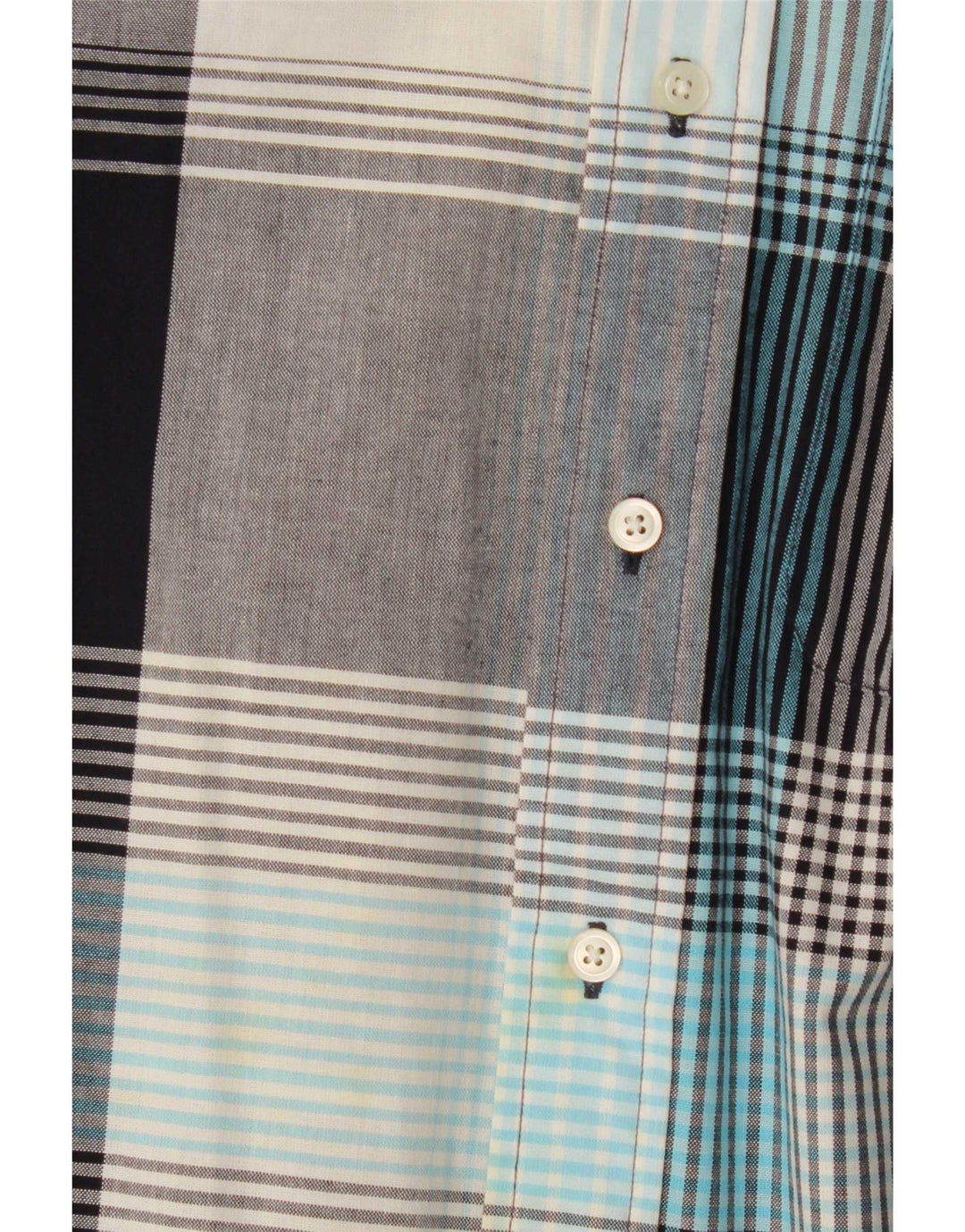 Nautica Camisa Manga Corta Hombre Algodón Cuadros Gris Medio