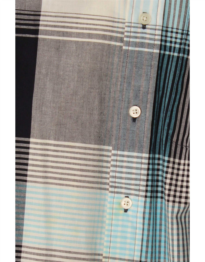 Nautica Camisa Manga Corta Hombre Algodón Cuadros Gris Medio