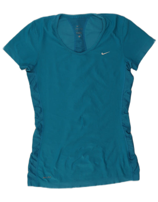 Nike Mujer Dri Fit Camiseta Top UK 10 Small Azul Poliéster
