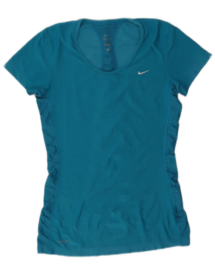 Nike Mujer Dri Fit Camiseta Top UK 10 Small Azul Poliéster