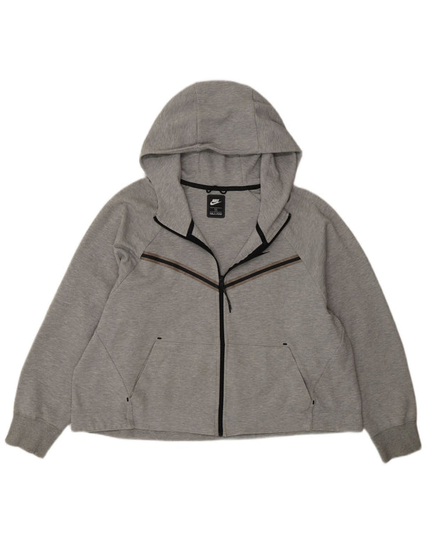 Nike - Sudadera con capucha y cremallera para mujer, talla 40, XL, algodón gris