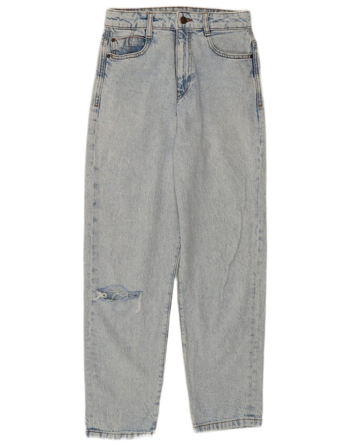 Zara Vaqueros desgastados de cintura alta para mujer EU 36 XS W26 L27 Algodón azul