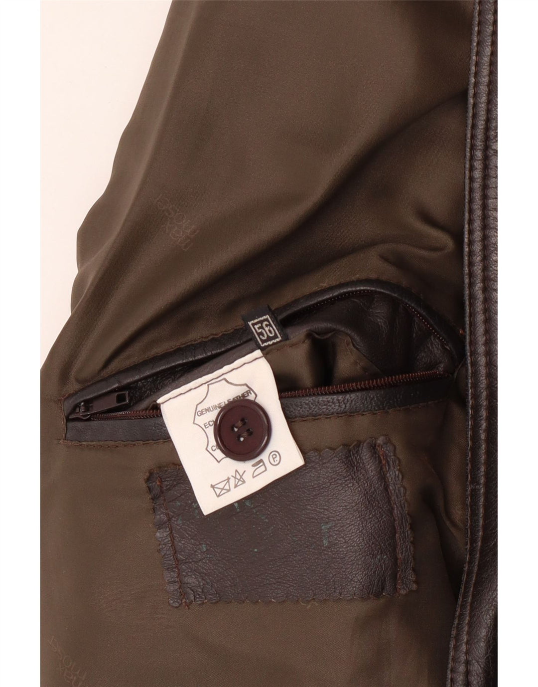 MAX MOSER Abrigo de cuero para hombre IT 56 3XL Cuero marrón