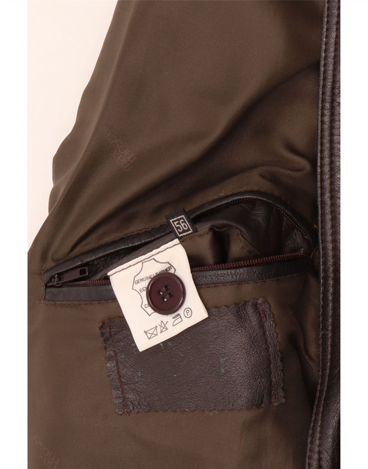 MAX MOSER Abrigo de cuero para hombre IT 56 3XL Cuero marrón