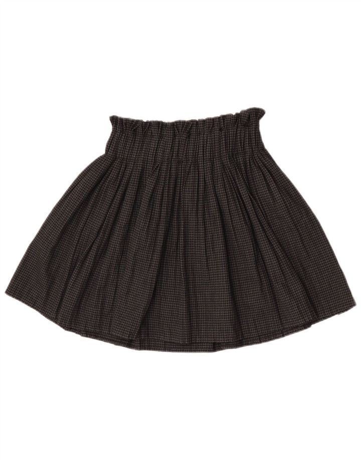 Zara Mujer Falda Pantalón De Cintura Alta UK 4 XS Gris Pata De Gallo Poliéster