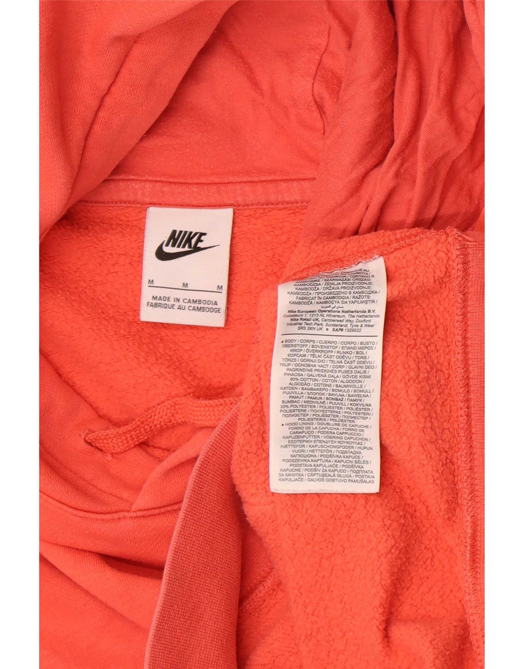 Nike Jersey con capucha de ajuste regular para hombre, color naranja medio, algodón