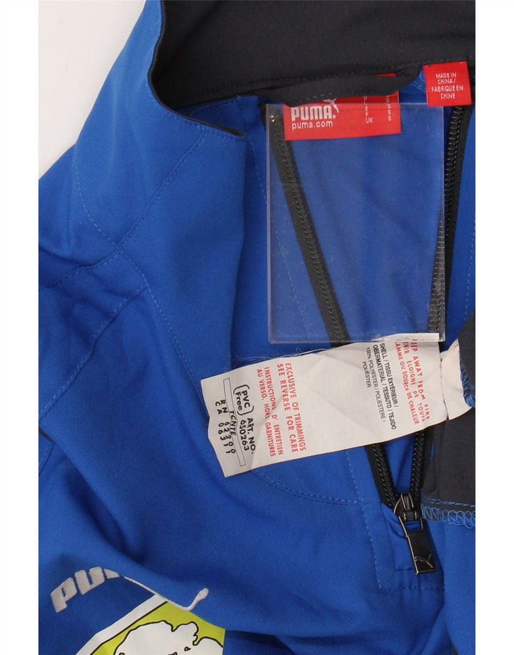 PUMA Top de chándal con estampado gráfico y cremallera en el cuello para hombre, color azul pequeño