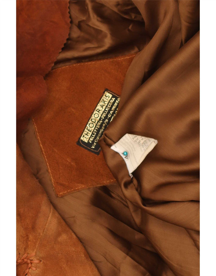 Vintage mujer ante abrigo EU 44 XL cuero beige