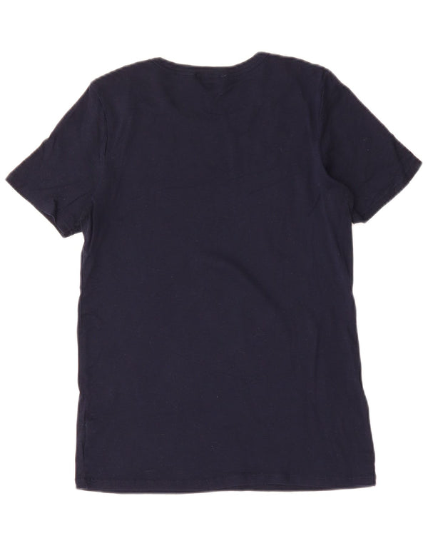 BENETTON Camiseta para mujer Top UK 12 Medium Azul marino Algodón
