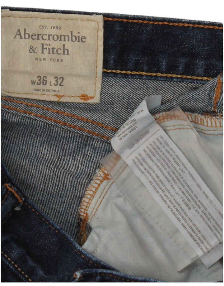 ABERCROMBIE & FITCH Vaqueros rectos para hombre W36 L32 Algodón azul marino