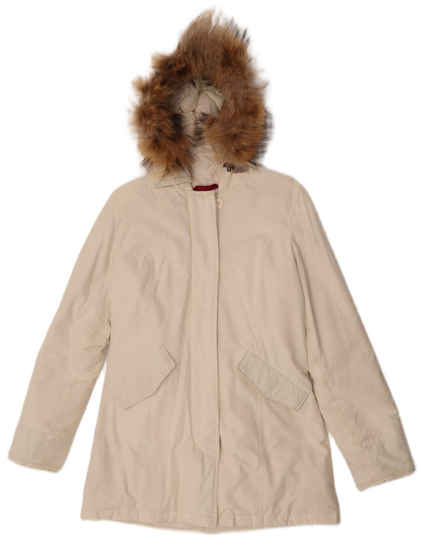 Abrigo acolchado con capucha para mujer canadiense IT 44 Algodón blanquecino mediano