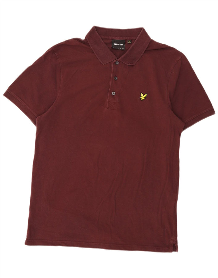 Lyle & Scott Polo para hombre grande de algodón burdeos