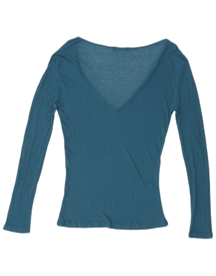 Zara Mujer Top Manga Larga UK 44 Grande Azul