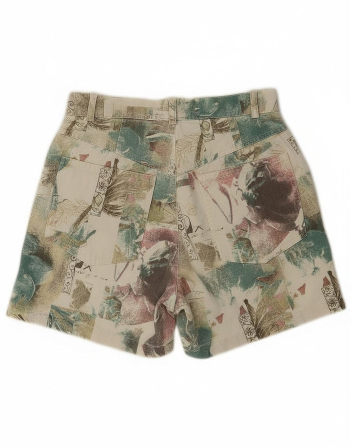 Vintage mujer casual pantalones cortos Reino Unido 12 mediano W26 multicolor floral