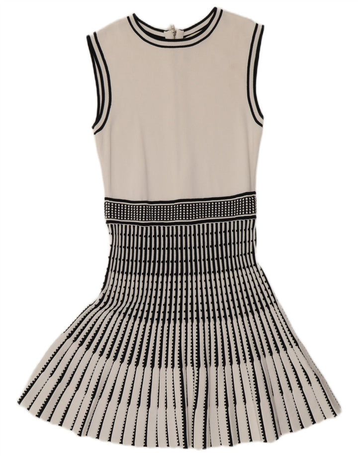 Ted Baker Vestido de sirena sin mangas para mujer talla 2 pequeño blanco a rayas