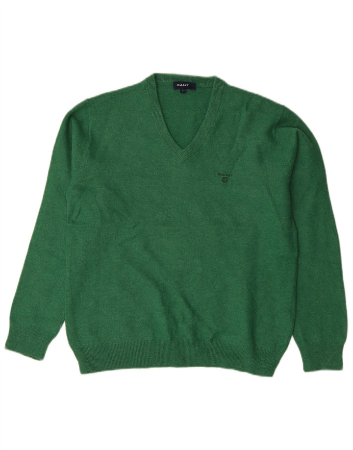 GANT Suéter tipo jersey con cuello en V para mujer UK 44 Large Green Lambswool