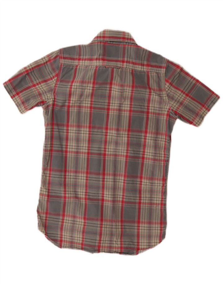 Superdry Camisa De Manga Corta De Algodón A Cuadros Gris Pequeño Para Hombre