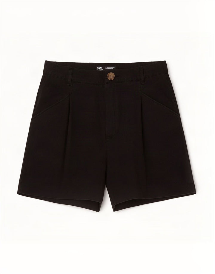 Zara Mujer Pantalones Cortos Chinos Large W30 Lyocell Negro
