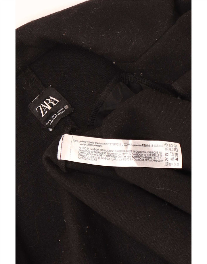 Zara Mujer Abrigo Abierto UK 44 Medio Negro Poliéster