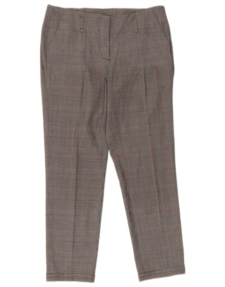 Zara Mujer Pantalones Cortos Delgados Pequeños W26 L25 Gris Pata De Gallo