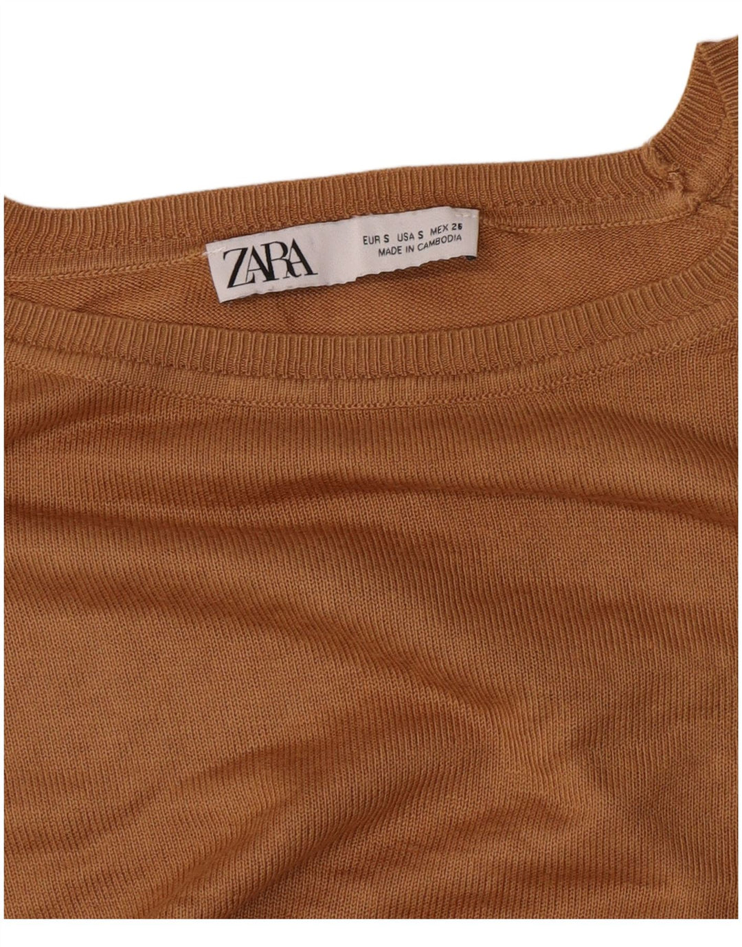 Zara Jersey de gran tamaño con cuello barco para mujer, talla 10, color marrón