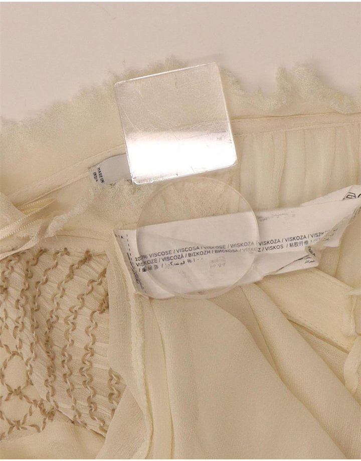 Mango Blusa Transparente para Mujer UK 40 Medium Off White Viscosa