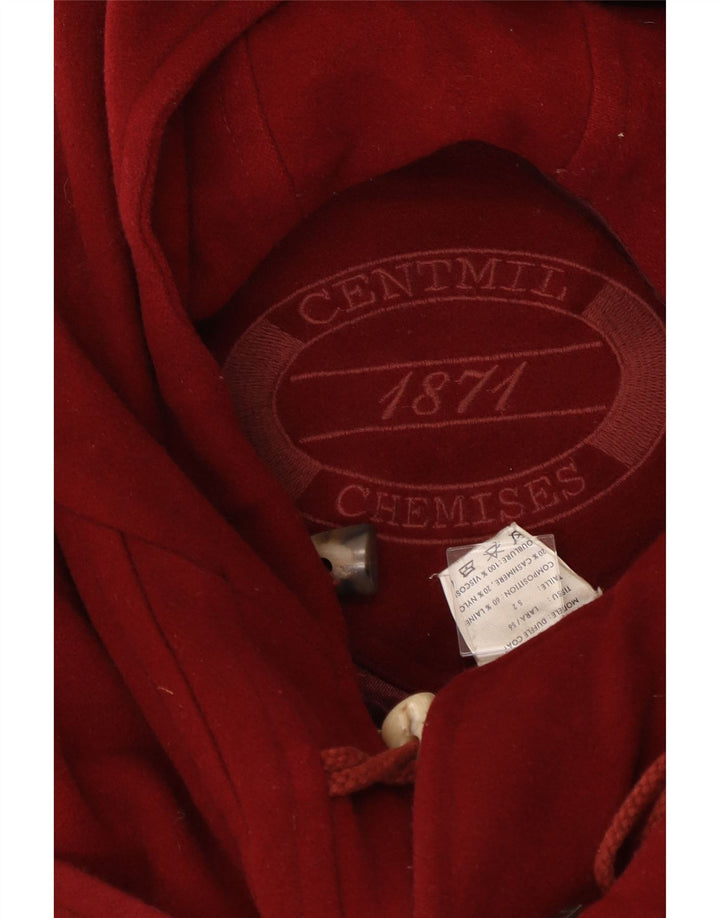 Vintage mujer con capucha Duffle abrigo IT 52 2XL lana roja