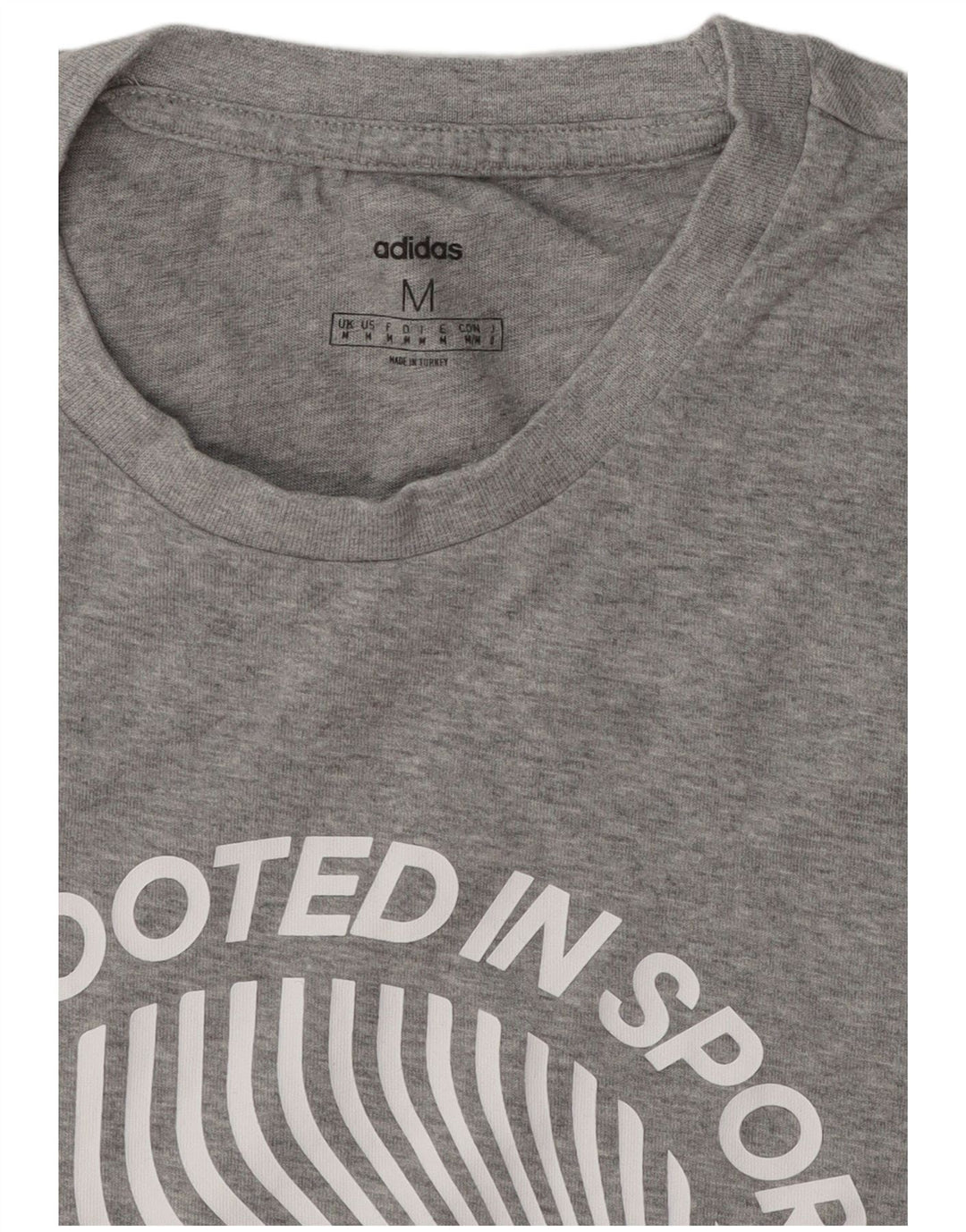 Adidas Hombre Camiseta Gráfica Top Gris Medio Moteado