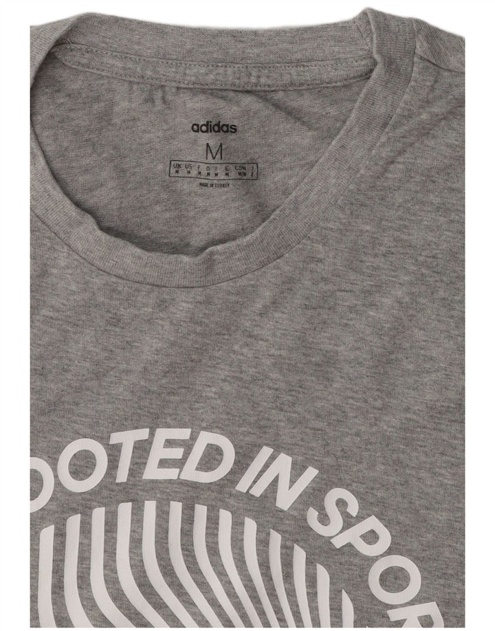 Adidas Hombre Camiseta Gráfica Top Gris Medio Moteado