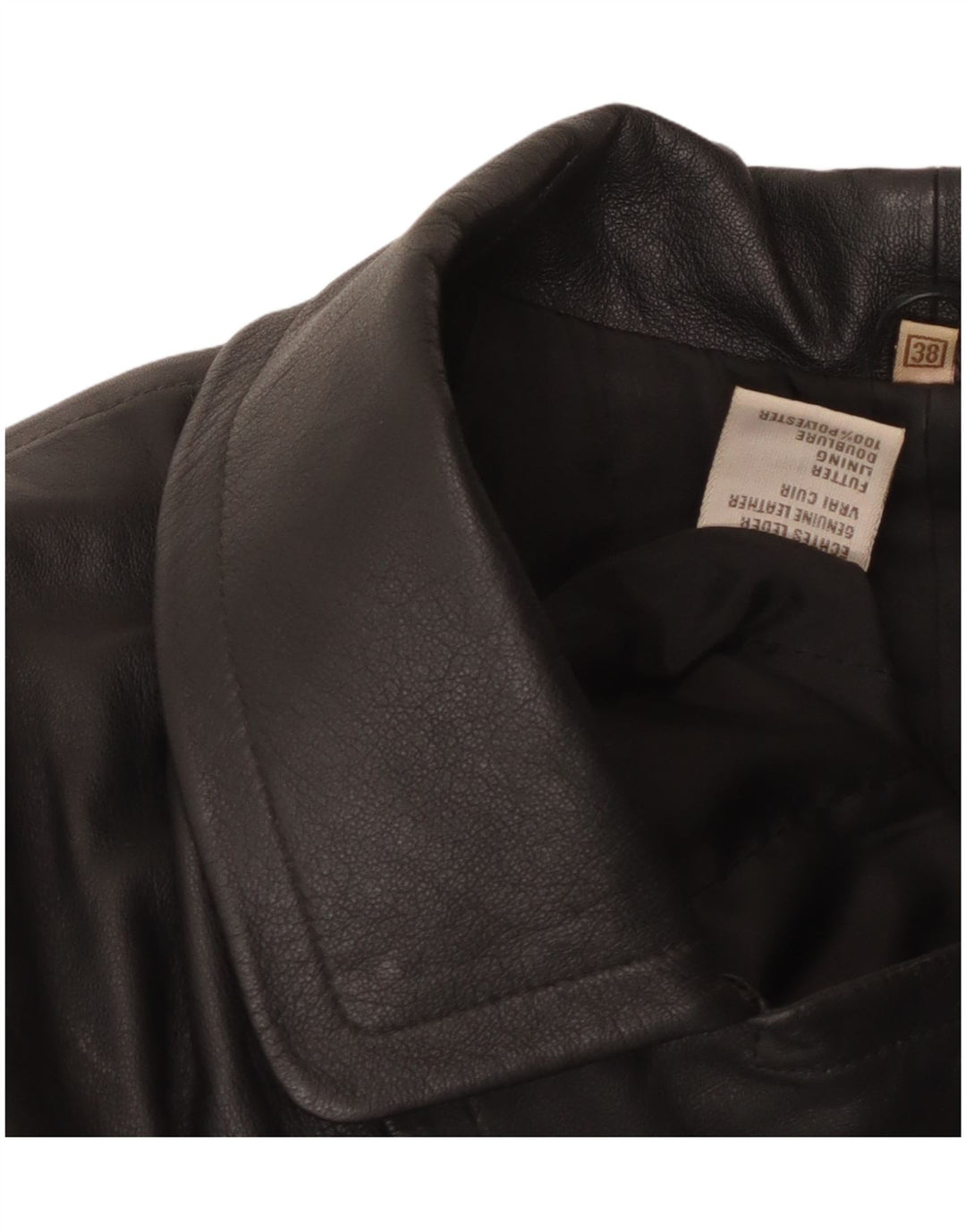 VINTAGE Abrigo de cuero de gran tamaño para mujer EU 38 Cuero negro medio