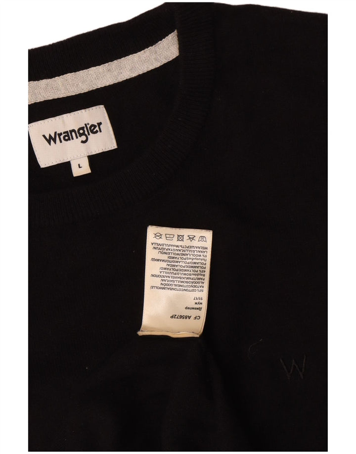 Wrangler Jersey con cuello redondo para hombre, talla grande, algodón negro