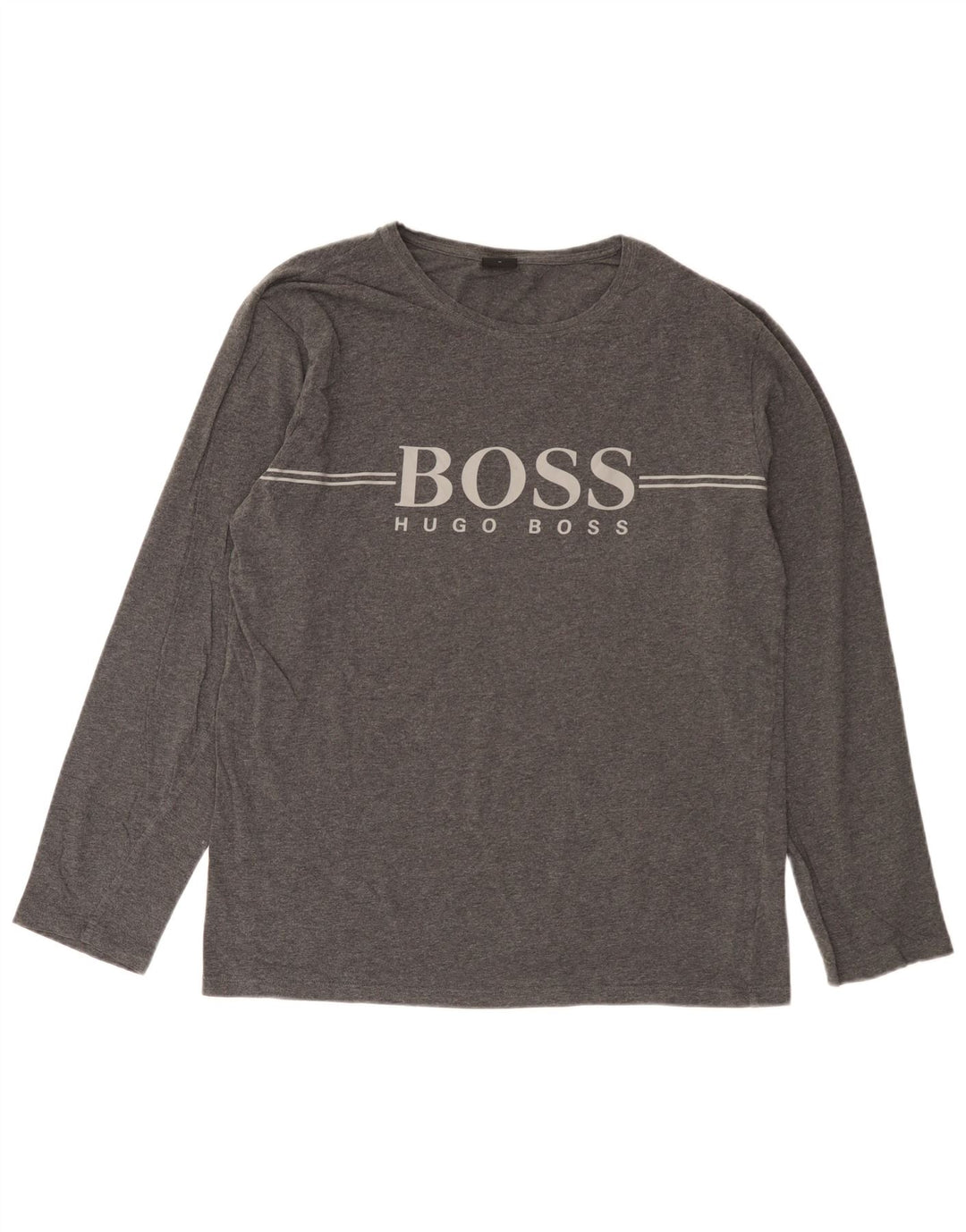 Hugo Boss Hombre | Top gráfico de manga larga de algodón gris medio