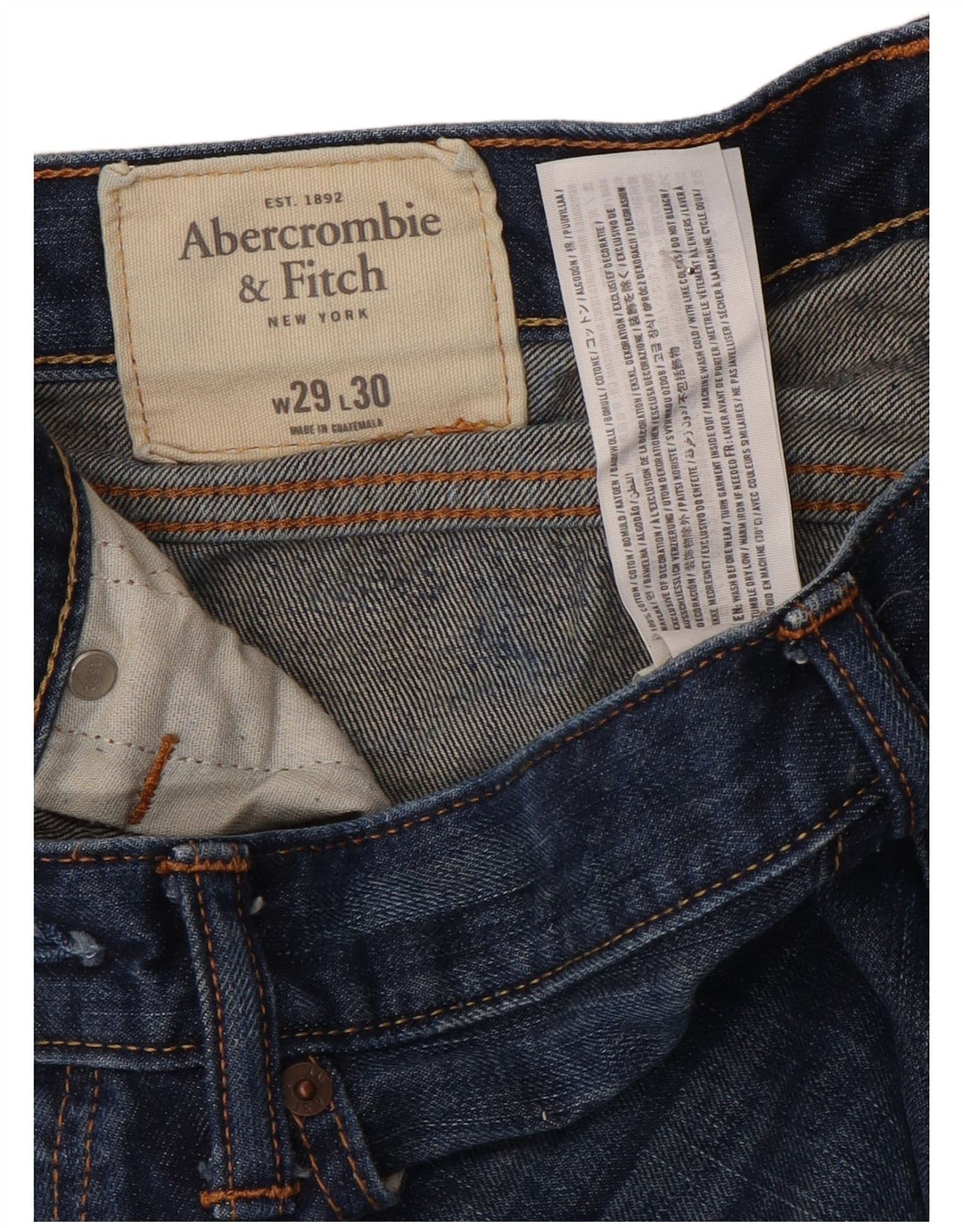 ABERCROMBIE & FITCH Vaqueros rectos para hombre W29 L30 Algodón azul