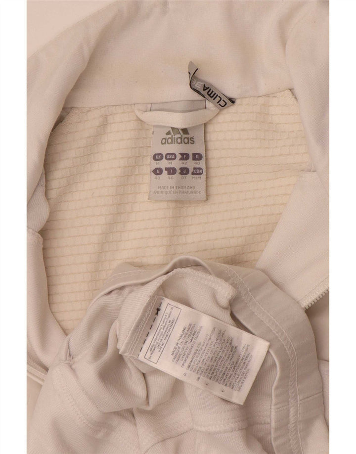 Adidas Mujer Climalite Chándal Top Chaqueta UK 14 Grande Blanco Poliéster