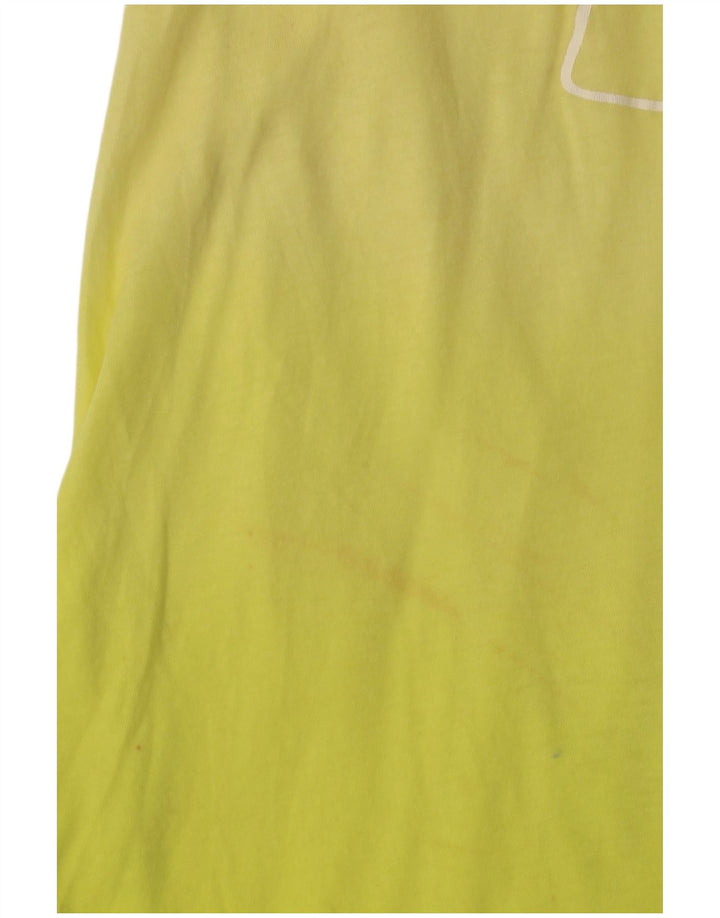 BENETTON Top tipo túnica con gráfico para mujer UK 8 Small Yellow Colourblock Beach