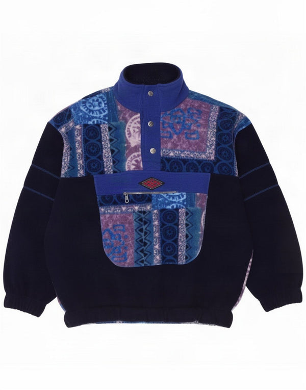 Santostefano Jersey de forro polar con cuello y cremallera para hombre grande Azul marino Colorblock