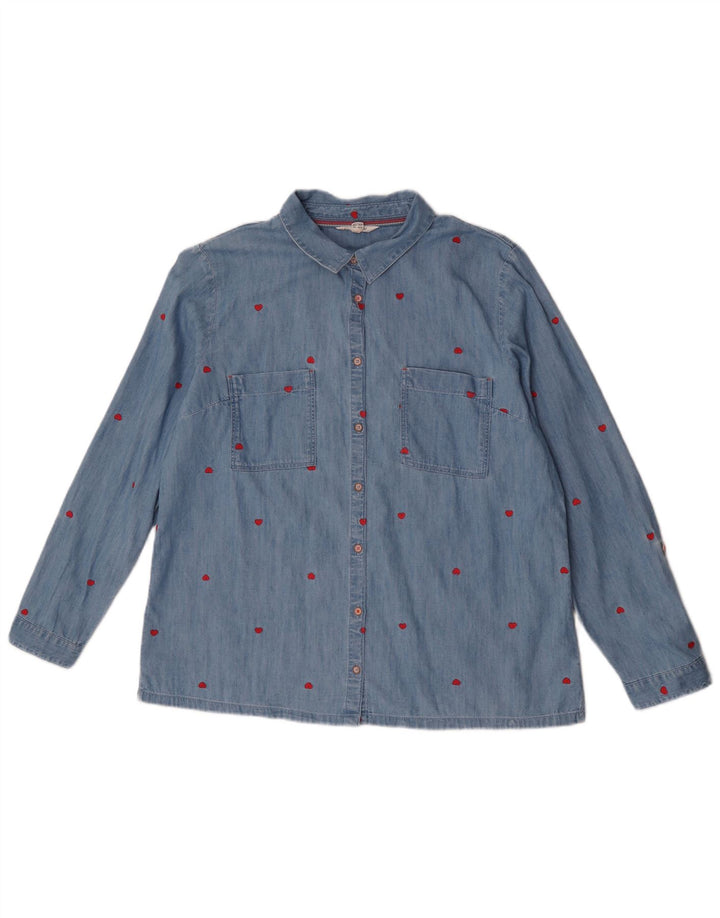 Camisa con estampado abstracto para mujer de White Stuff, talla grande, algodón azul