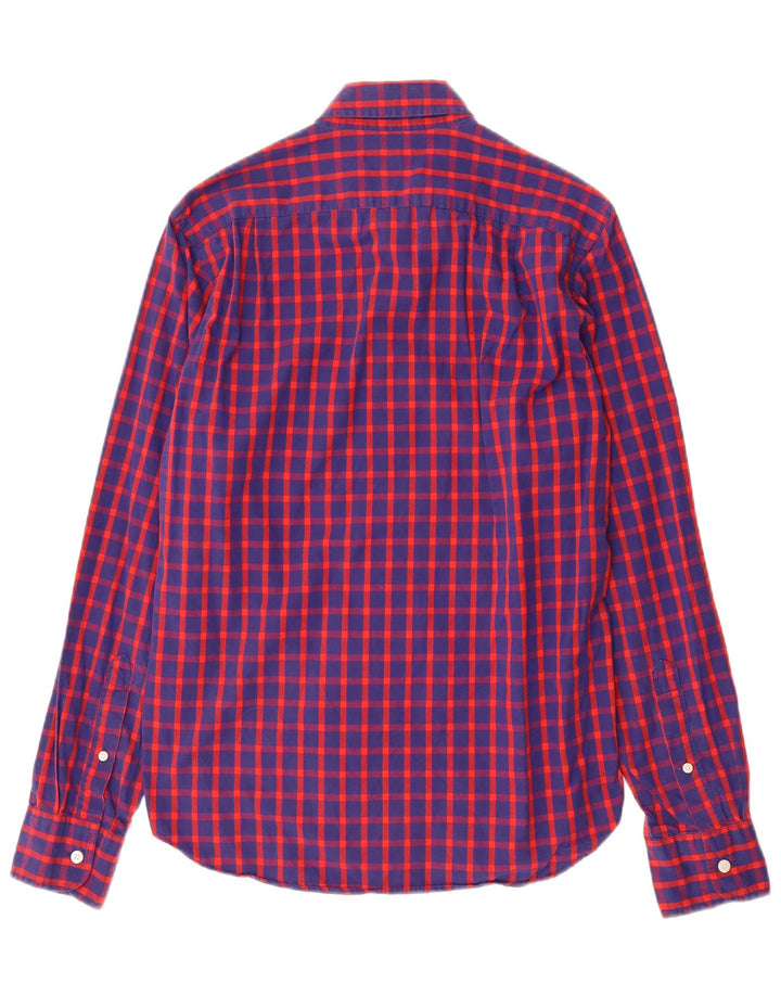 Camisa ajustada de hombre J. Crew de algodón a cuadros azules pequeños