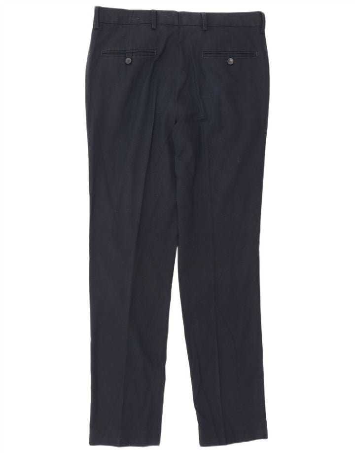 Marks & Spencer Pantalones chinos ajustados para hombre W32 L30 Poliéster azul marino