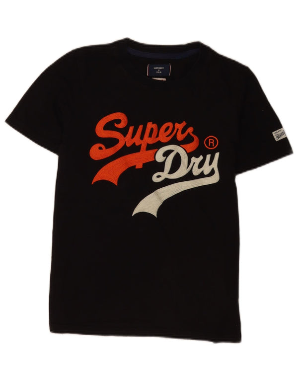 Superdry Mujer Camiseta Gráfica Top UK 8 Small Algodón Negro