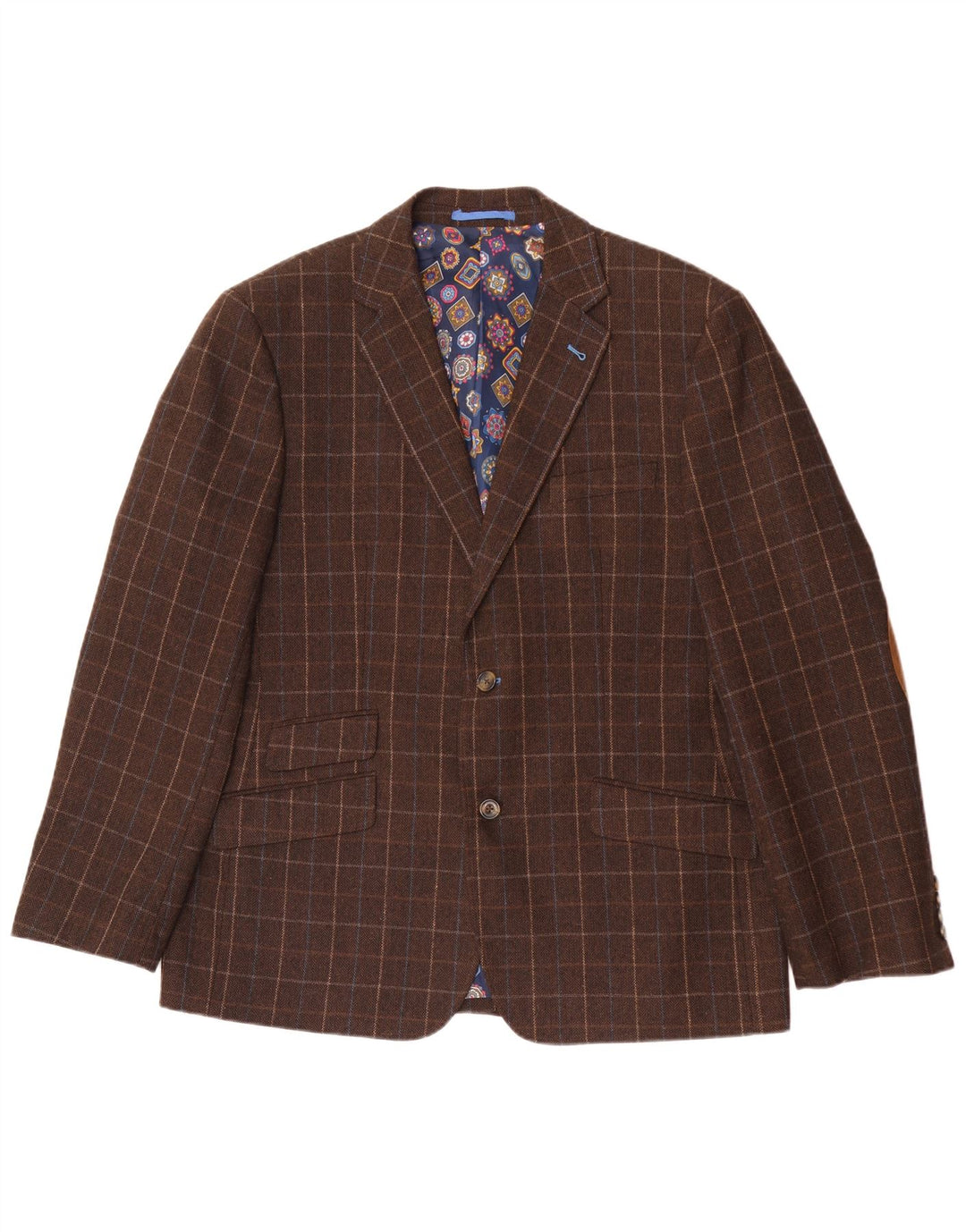 Harvey & Jones Chaqueta tipo blazer de corte regular para hombre UK 46 3XL Marrón a cuadros