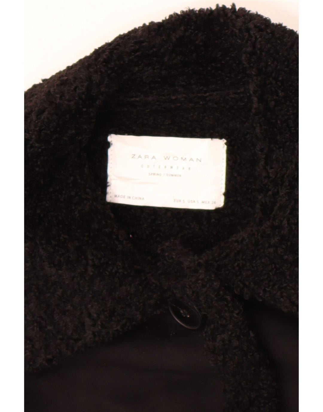 Zara Mujer Sherpa Abrigo Reino Unido 10 Pequeño Negro