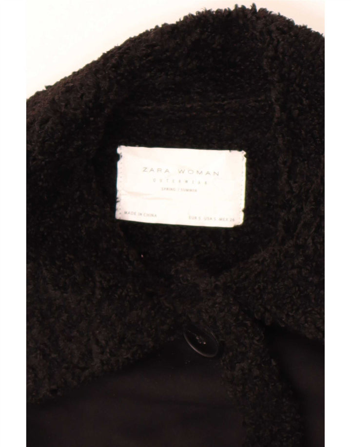 Zara Mujer Sherpa Abrigo Reino Unido 10 Pequeño Negro