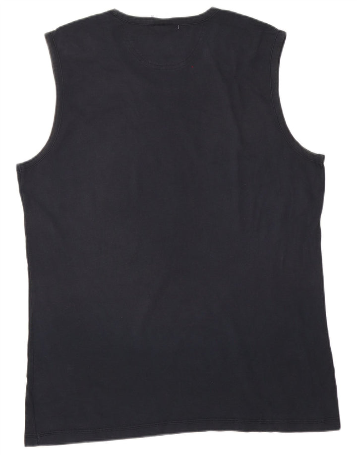 Adidas Mens Chaleco Top Grande Azul Marino Algodón