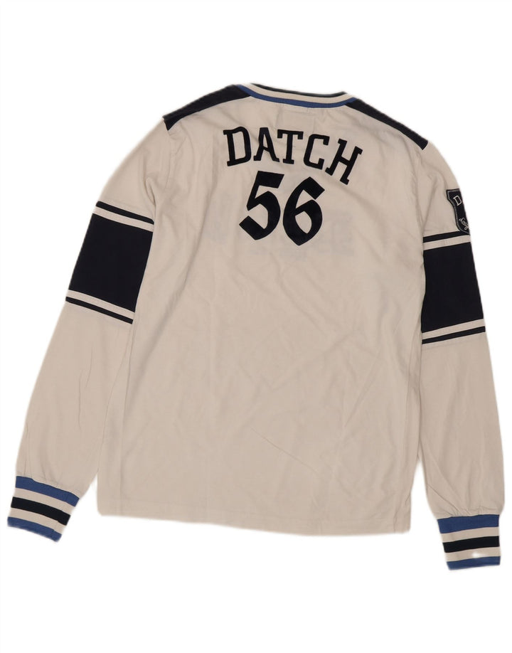 Datch Mens Muscle Graphic Top manga larga UK 42 Medium White Colourblock