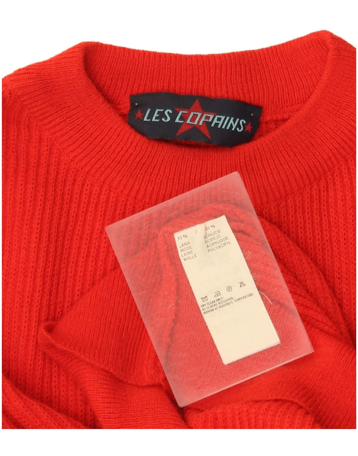 Les Copains Suéter de cuello redondo para mujer UK 46 Large Red Wool