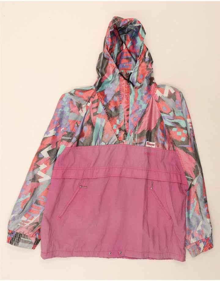 Vintage mujer oversize gráfico chaqueta de lluvia Reino Unido 18 XL multicolor