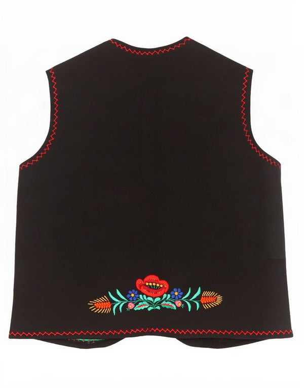 Vintage mujer chaleco Reino Unido 12 medio negro floral