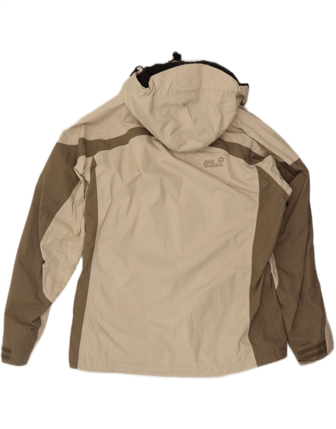 JACK WOLFSKIN Chaqueta impermeable con capucha para mujer UK 46 Large Beige Colourblock